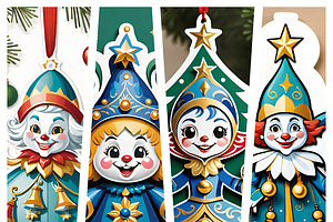 10 Festive Clown Ornaments Bundle