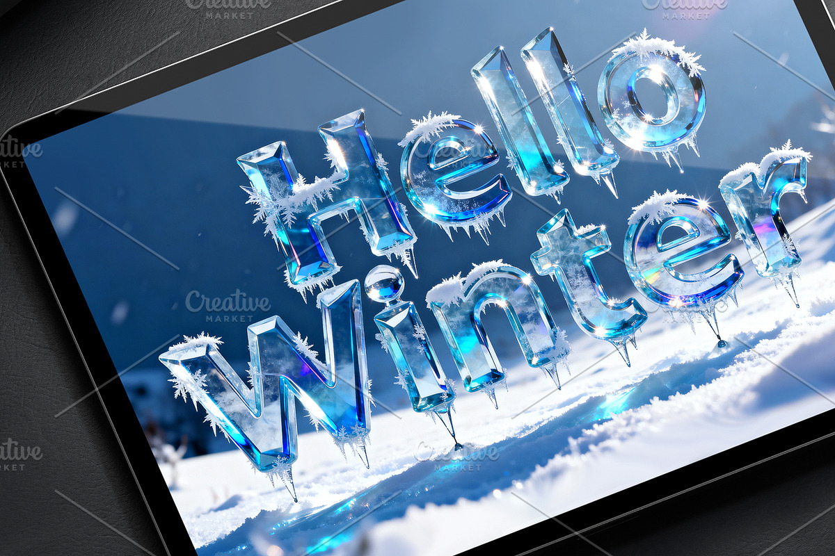 Hello Winter ice text design, a Wallpaper Graphic by Elen_Art (Photo 2 of 3)