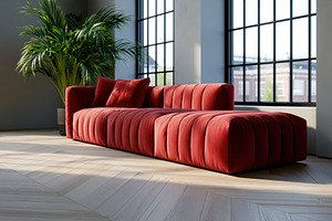 Red sofa, Furniture arrangement in a, an Architecture Photo by Lermont51