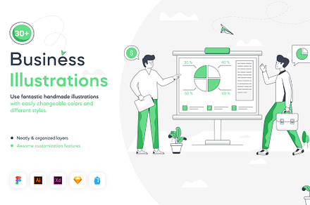 Flat Business Illustrations, an Illustration by Brickclay