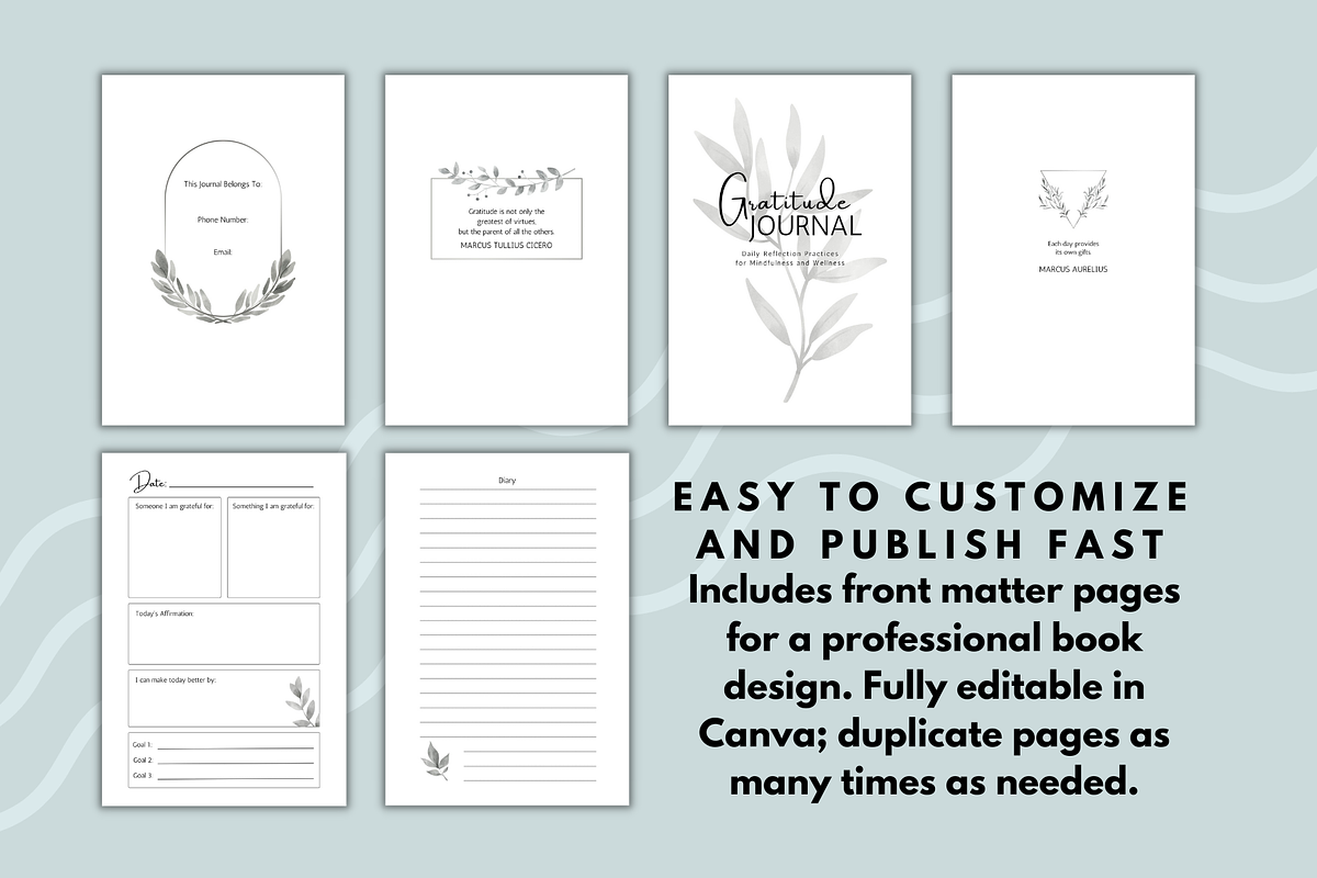 Gratitude Journal Template for Canva, a Magazine Template by Self Publishing Magic (Photo 2 of 2)