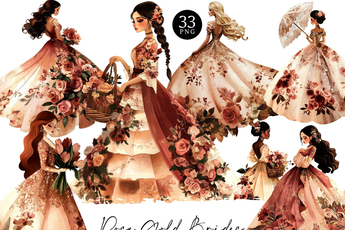 Rose Gold Brides Clipart Bundle, a Person Illustration by Design Scotch (Photo 1 of 9)