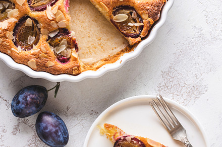 Traditional American plum torte.