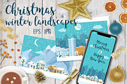 Winter Christmas landscapes, a Decorative Illustration by Primula`s shop (Thumbnail 1 of 8)