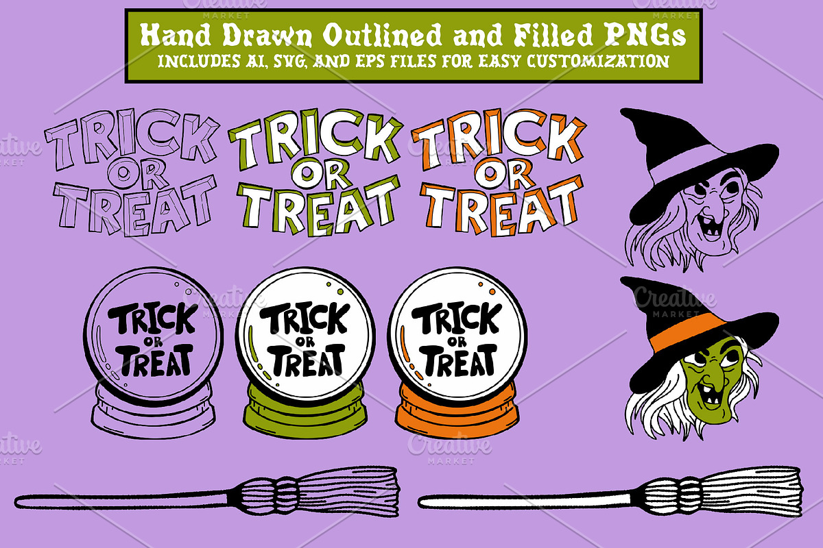 Vintage Halloween Clipart & Patterns, a Seasonal Illustration by Ashley Katrina (Photo 13 of 15)
