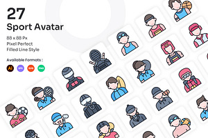 Sport Avatar Icons Set - Filled Line, an Icon by Kmg Design