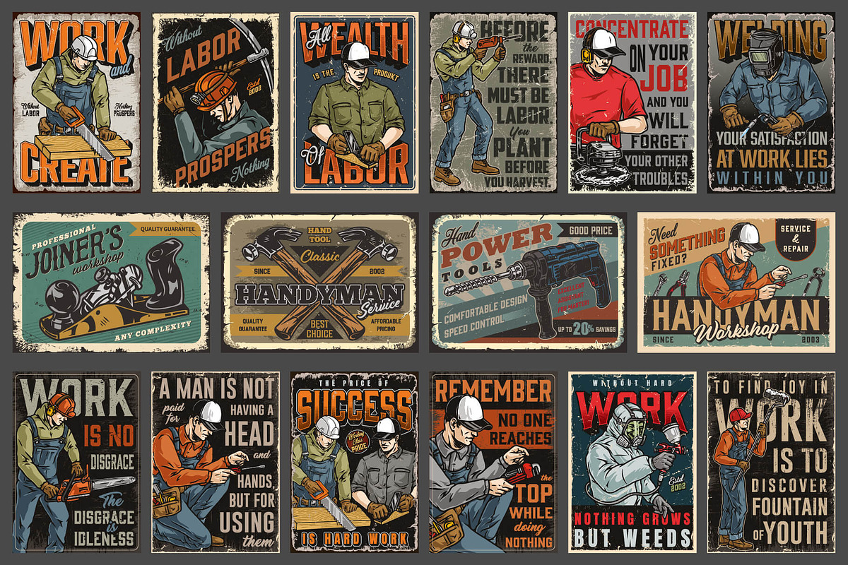 50 Handymen Retro posters, a Brochure Template by DGIM studio (Photo 2 of 7)