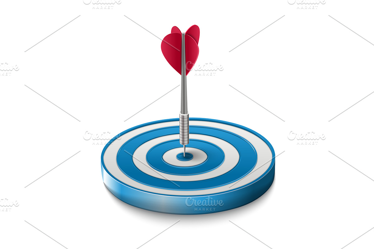 One dart hitting the center target, an Illustration by piter.goskov