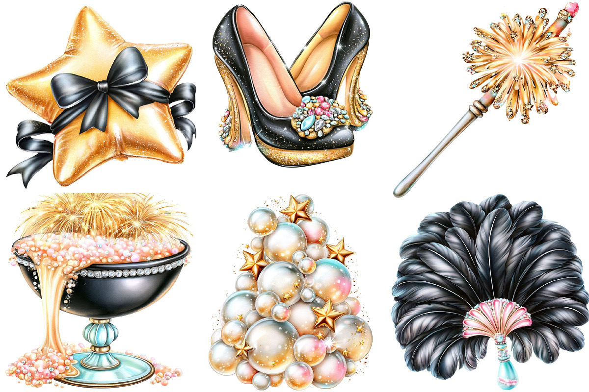 Black Gold New Year Clipart Bundle, a Seasonal Illustration by SVGArt (Photo 4 of 5)