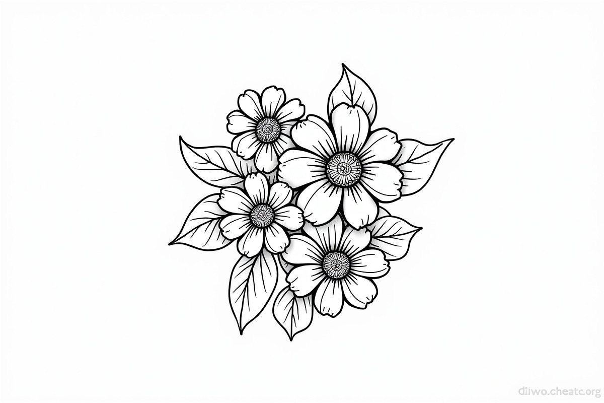 Flower Outline Art Printable Pack, an Illustration by BIPLOB EXPERT (Photo 4 of 9)