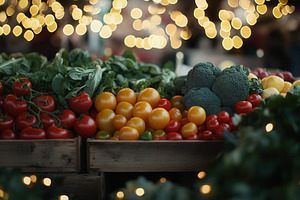 Organic produce shines at market, a Photo by Pavel_design