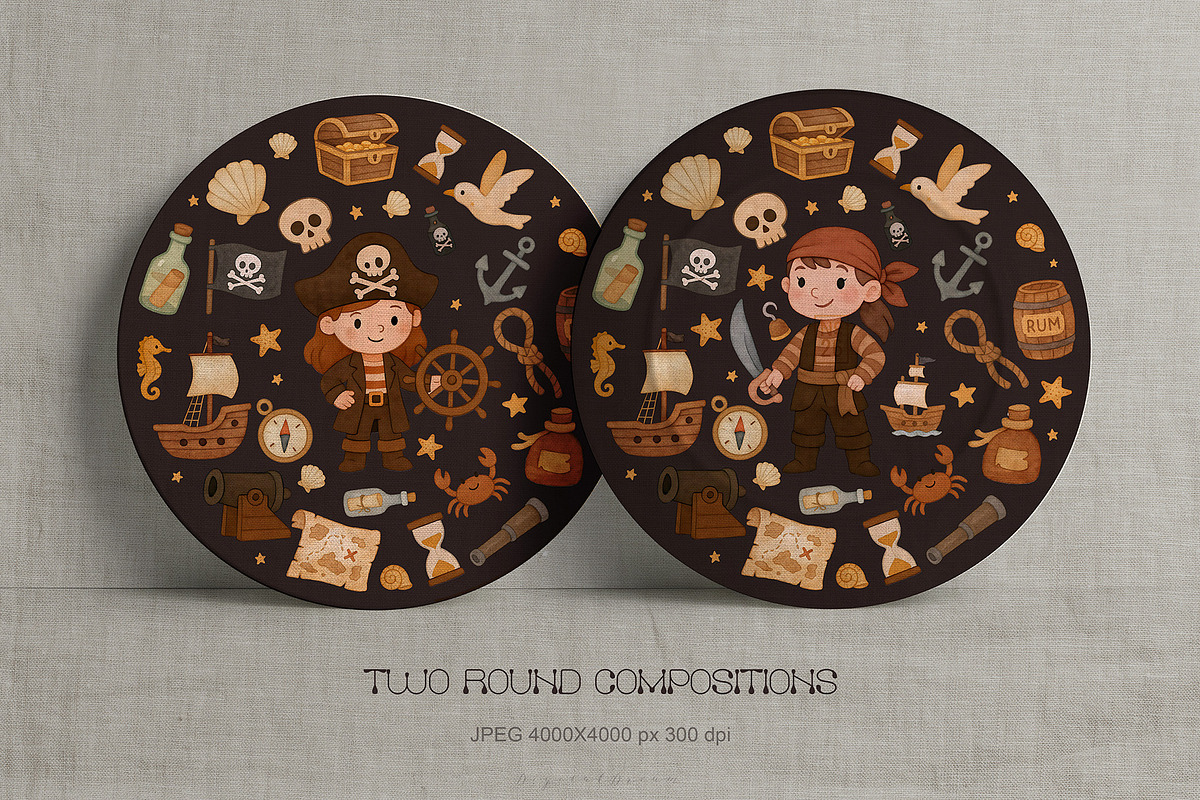 Pirate Party Clipart Set, a Wallpaper Graphic by DigitalDream (Photo 8 of 9)