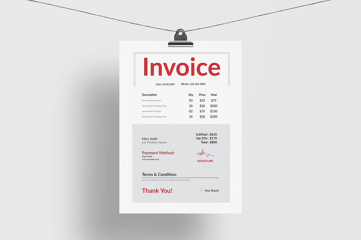 Invoice Design, a Stationery Template by ClickPaint_Studio (Photo 2 of 3)