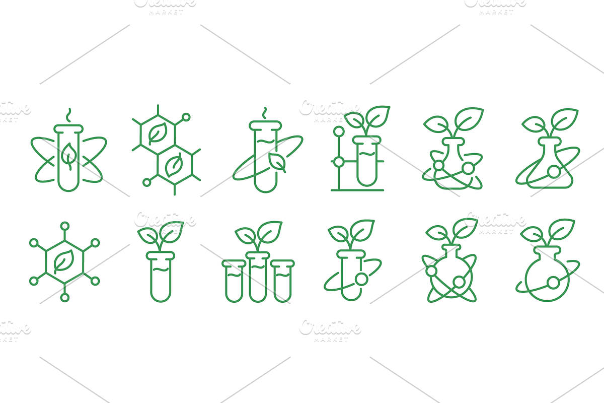 GMO Plant Science Icons, Vector Set, a Nature Photo by Ilia Design (Photo 2 of 3)