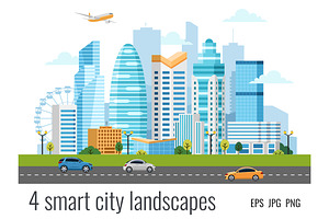 4 urban smart city landscapes