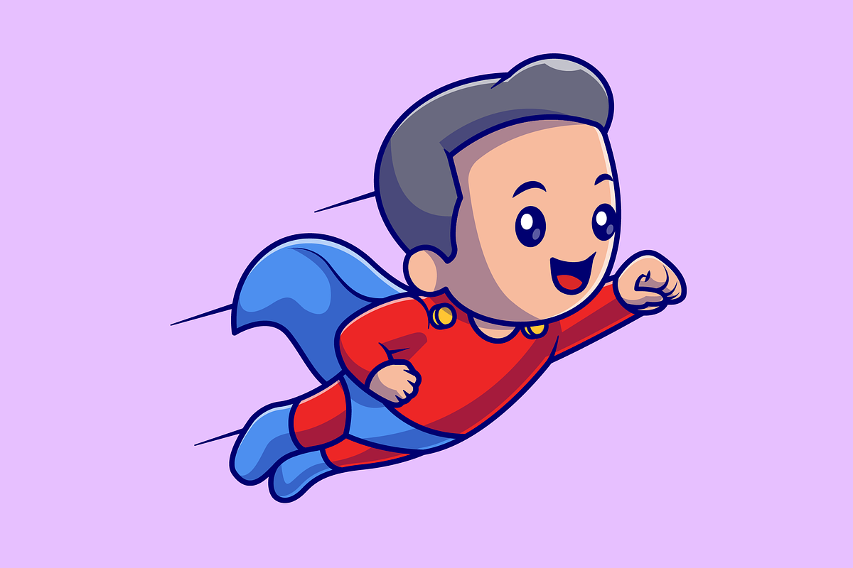 Cute Boy Super Hero Flying Cartoon, a Person Illustration by Catalyst Labs