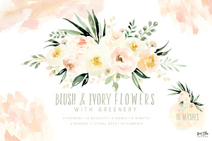 Blush & Ivory Flowers with Greenery