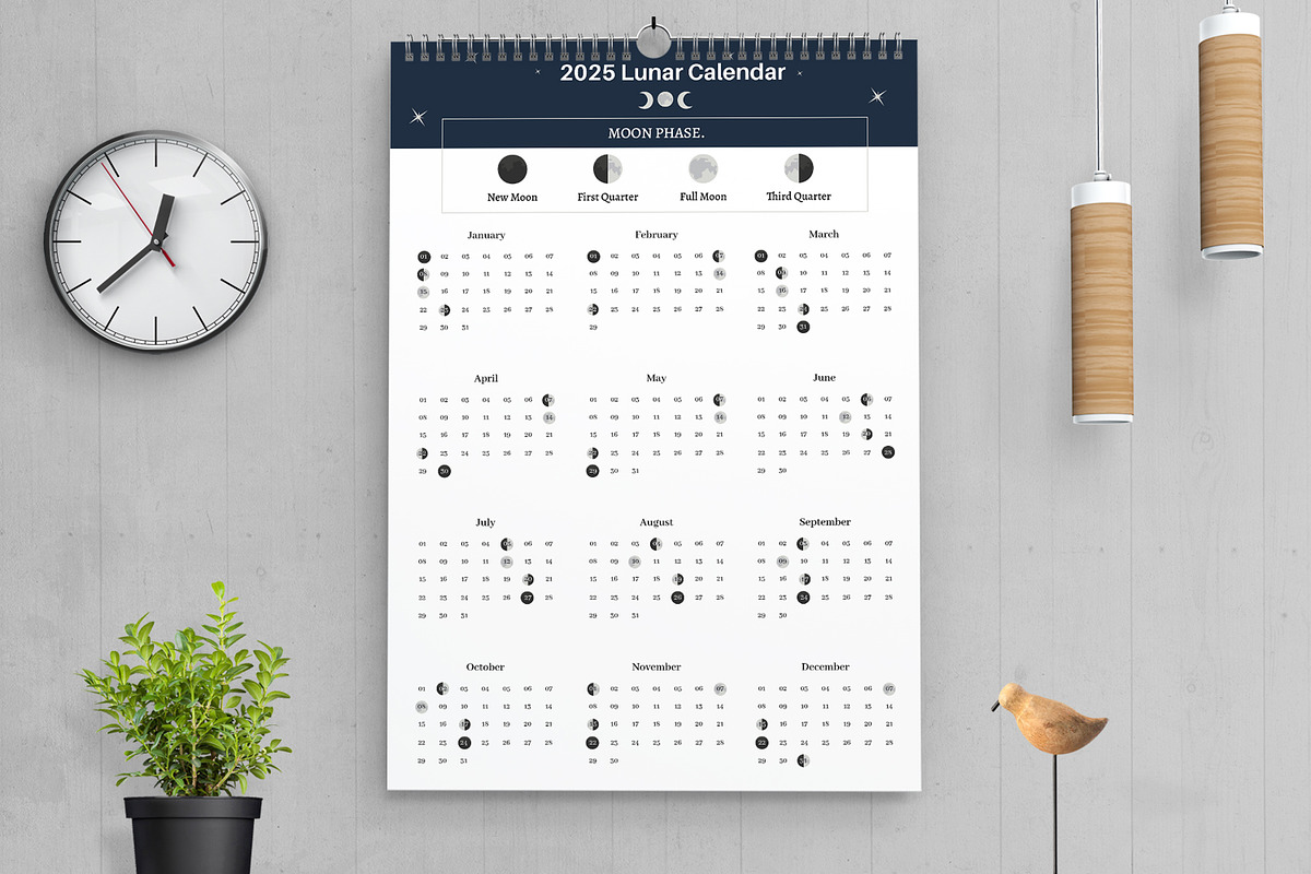 Lunar Calendar 2025, a Stationery Template by MightyDesign (Photo 2 of 7)