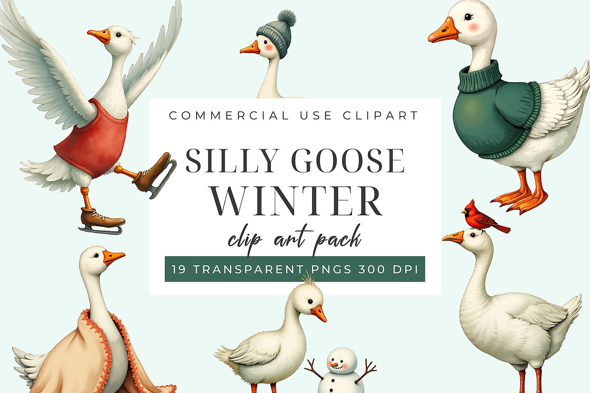 Silly Goose Winter Clipart PNG, an Object Graphic by Printable Pretty Studio (Photo 3 of 5)