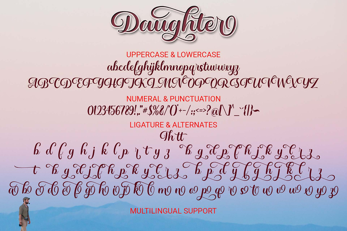 Daughter - A Lovely Calligraphy Font, a Script Font by Doehantz Studio (Photo 8 of 9)