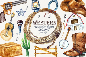 Western watercolor clipart