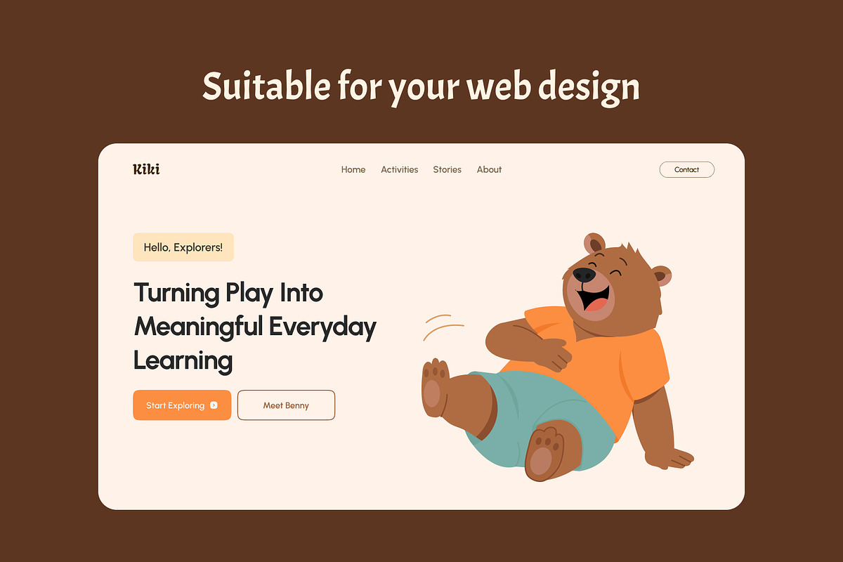 Flat Bear Characters Illustrations, an Animal Illustration by Brickclay (Photo 7 of 10)