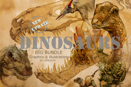 Dinosaurs Watercolor Clipart