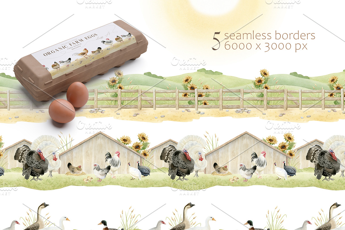Poultry Yard Watercolors Farm Birds, an Animal Illustration by Elena Malgina Clipart (Photo 5 of 7)