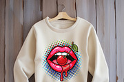 Lips Biting Cherry Clipart PNG., a Food Illustration by yod67 (Thumbnail 7 of 8)