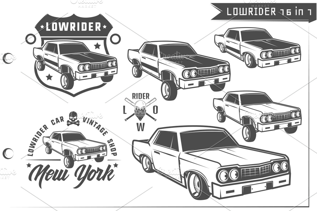 16 in 1 Set of Lowrider cars, an Illustration by Hadanello88 (Photo 4 of 5)