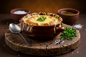Traditional French onion soup with m, a Food & Drink Photo by professorinc