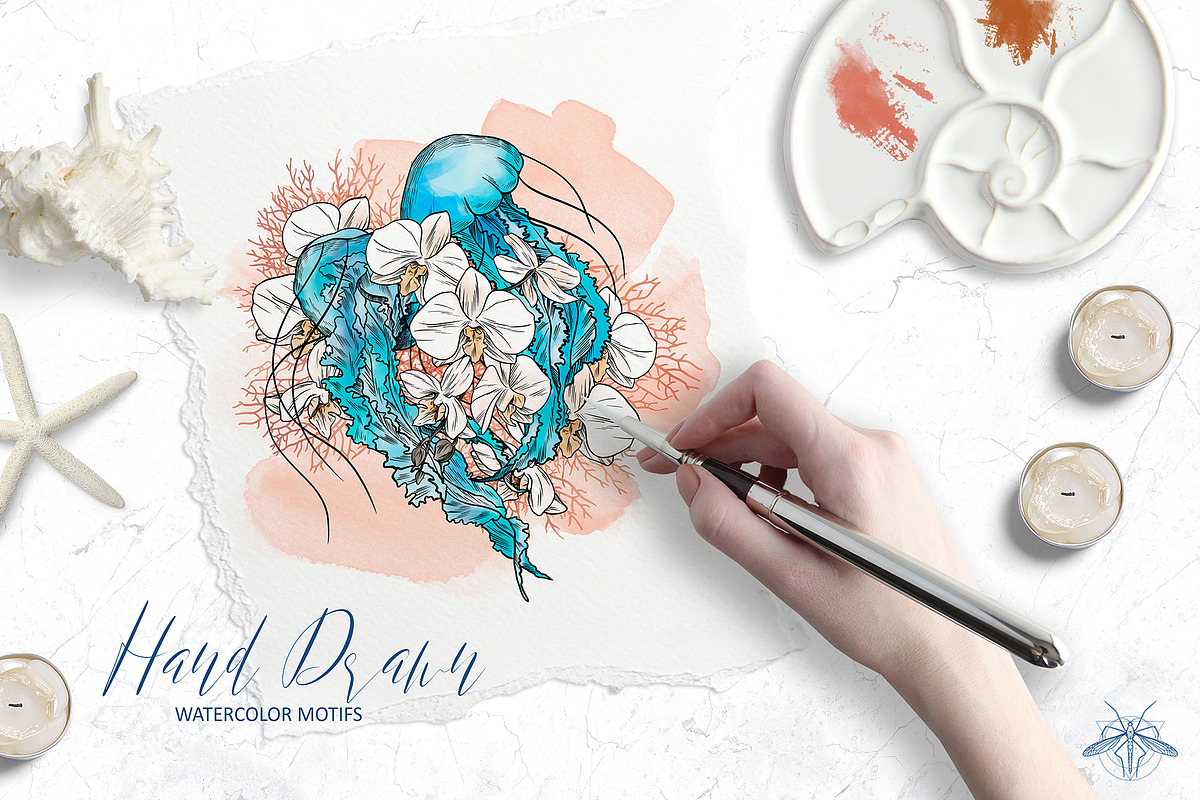 SERENITY | Watercolor ocean set, an Animal Illustration by Tanya Vollar (Photo 8 of 13)