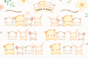 Peek A Boo Watercolor Clipart