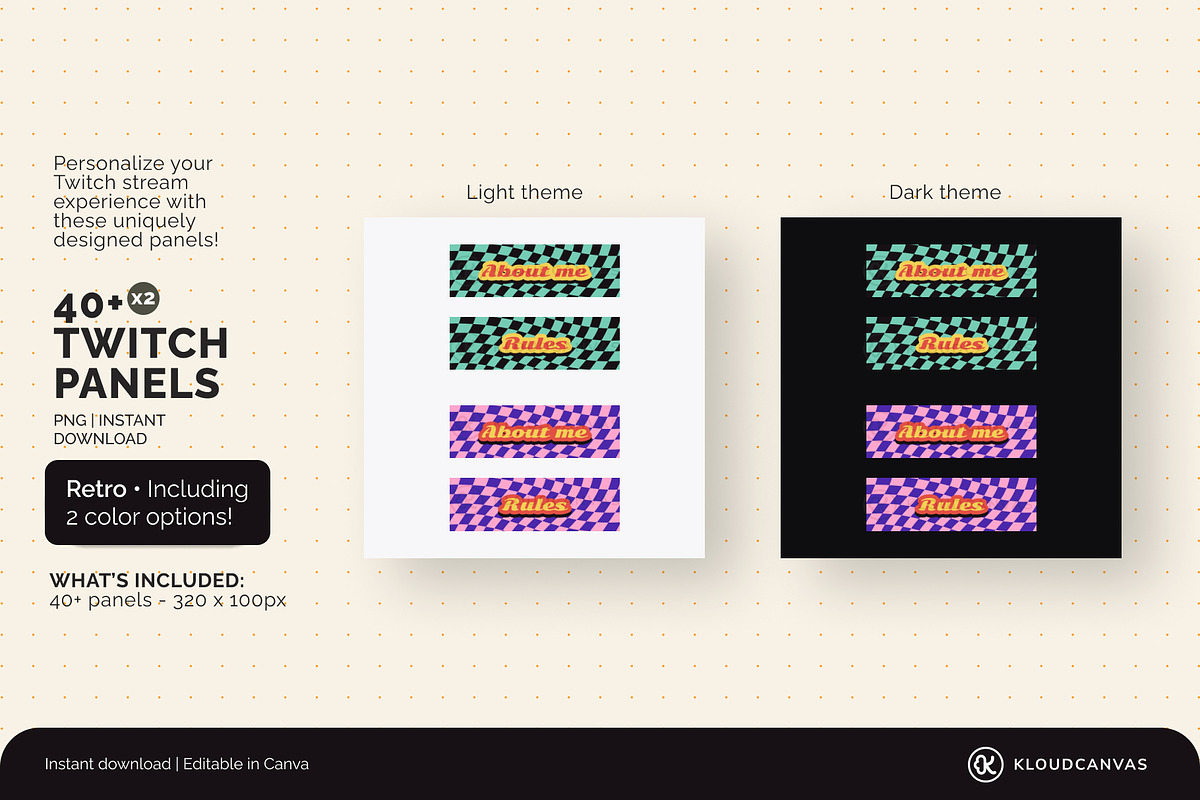 Twitch Panels - Retro Checkered, a Social Media Template by KloudCanvas (Photo 3 of 3)