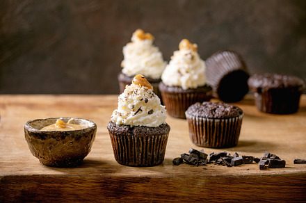 Chocolate cupcakes with caramel, a Food & Drink Photo by Natasha Breen