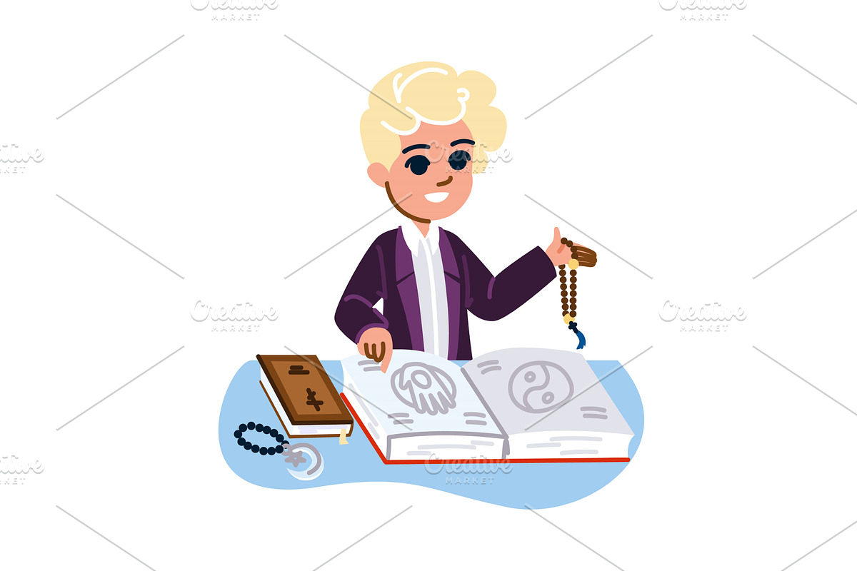 Young student learning religion and, an Illustration by pikepicture