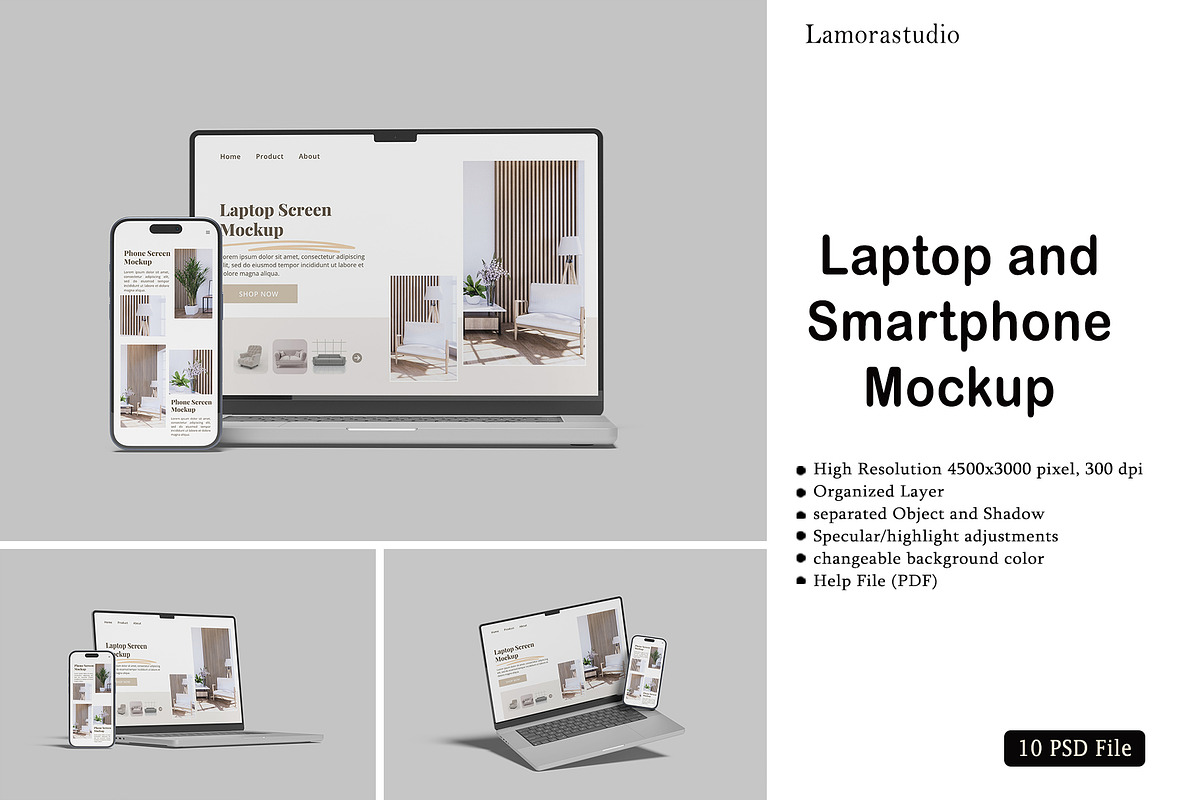Macbook and iPhone Mockup, a Mac Mockup by lamorastudio (Photo 1 of 11)