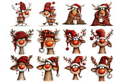 Quirky Christmas Reindeer Clipart, a Seasonal Illustration by Nicolle's Colorful Art (Thumbnail 5 of 5)