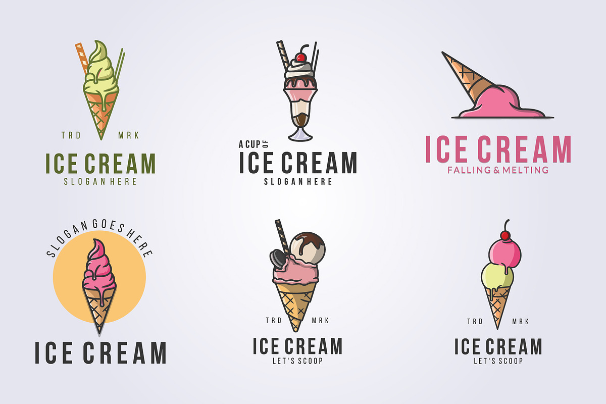 set of ice cream logo vector, a Branding & Logo Template by Lodzrov