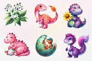 Dinosaurs watercolor clipart, an Illustration by CreationArt (Thumbnail 2 of 5)