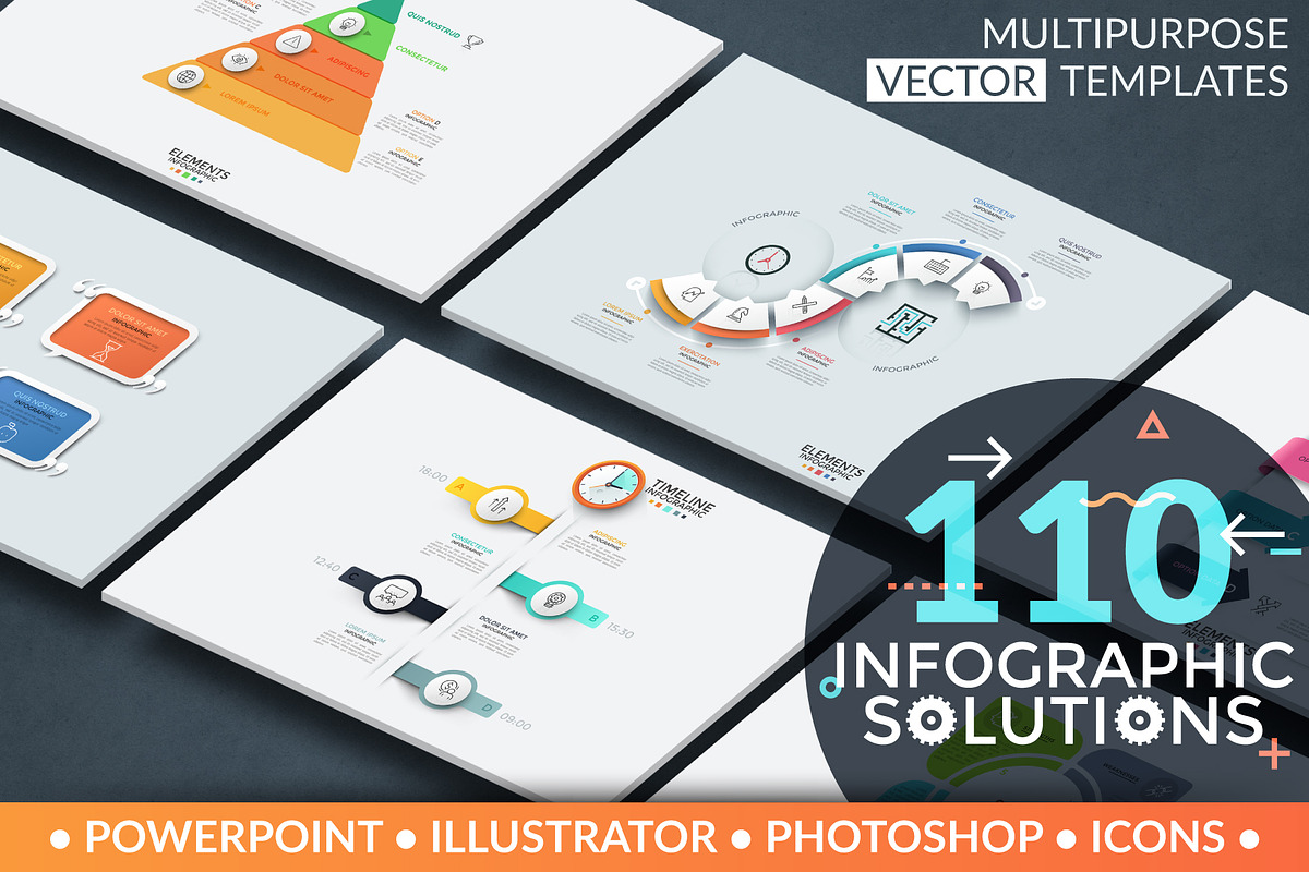 110 Infographic Solutions. Part 1, a Presentation Template by Andrew Kras Design (Photo 1 of 10)