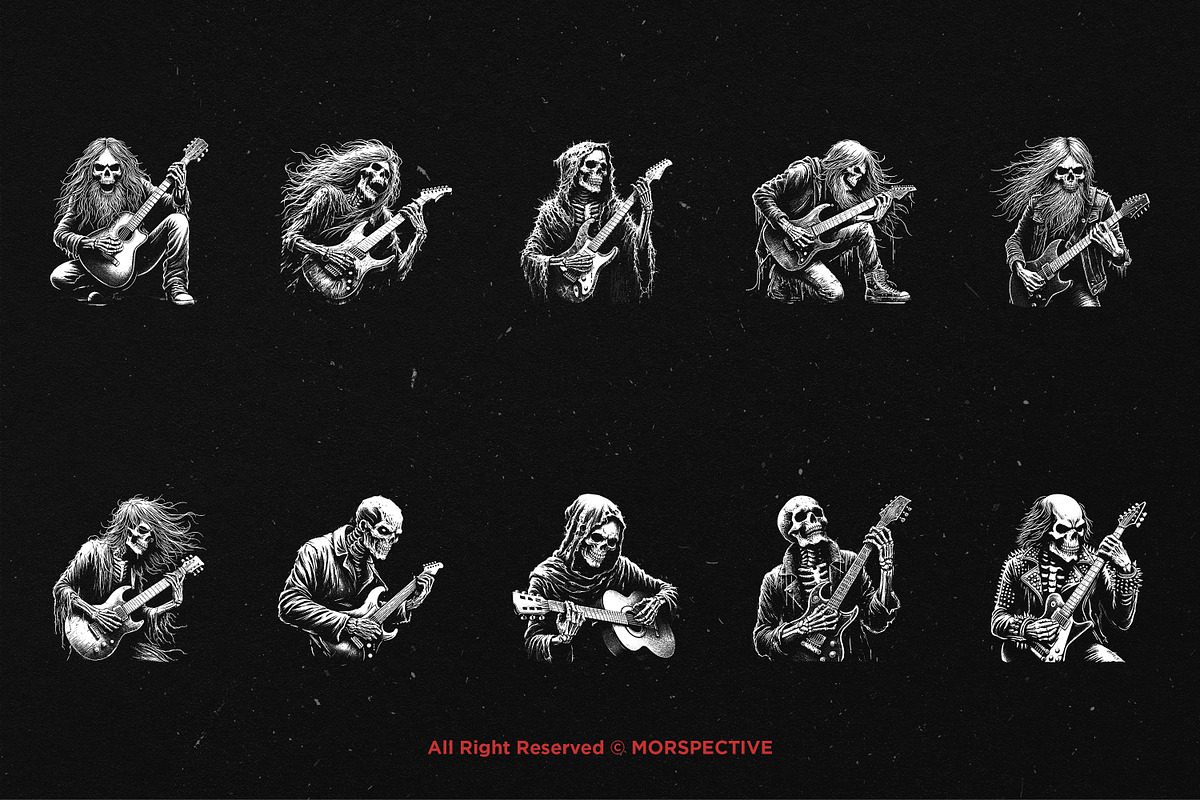 10 Bundle Dark Art Skull Guitarist, an Illustration by Morspective (Photo 6 of 7)