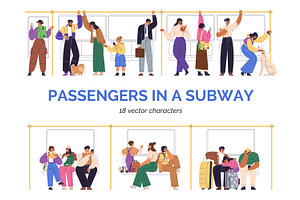 Passengers in subway train set, a Transportation Illustration by Good Studio