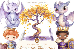 Watercolor Lavender Legends Clipart, an Illustration by SparkyDesignsUS