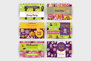 Halloween Flat Vector Invitations