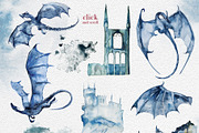 Watercolor Dragons Clipart Set, a Decorative Illustration by ArtCreationsDesign (Thumbnail 3 of 3)