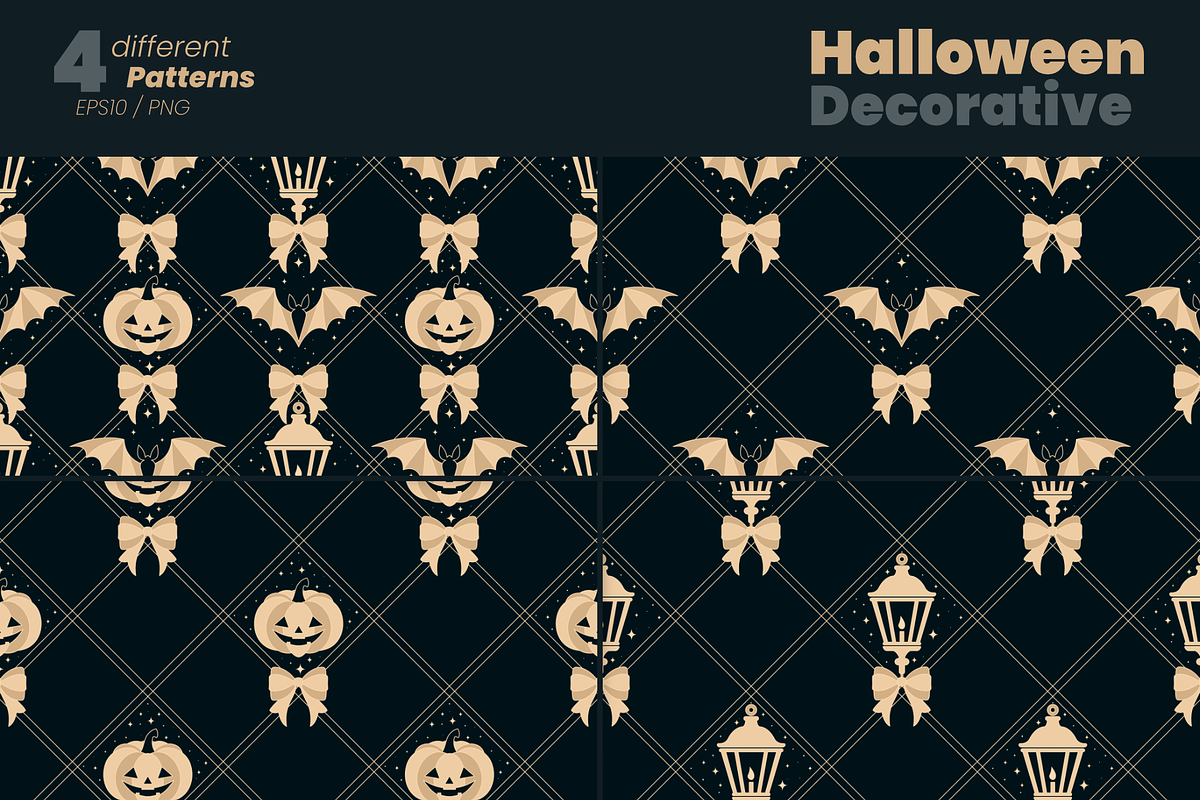 Halloween Decorative background set, a Background Graphic by moja doodle (Photo 2 of 4)