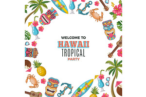 Hawaii poster. circle shape, an Illustration by Onyx