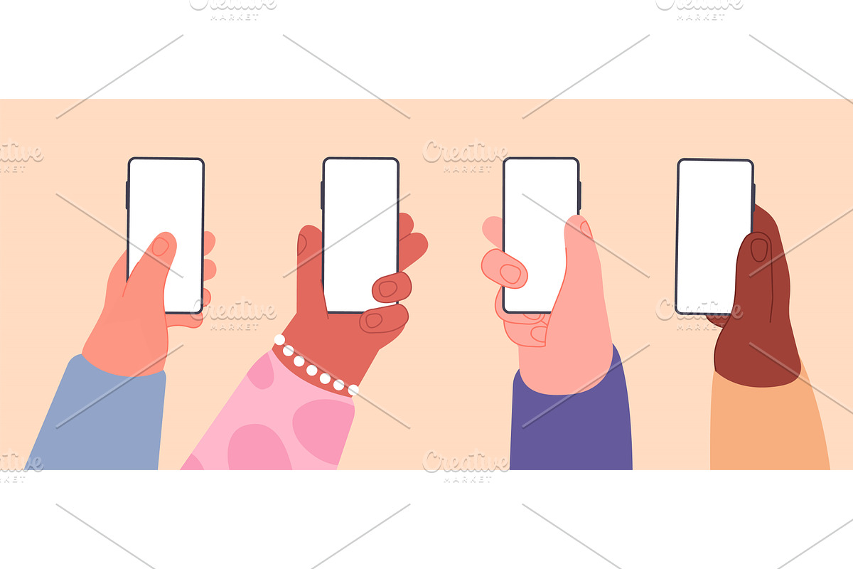 Hands with empty phones. Smartphone, a Background Graphic by Valerie Bodnar