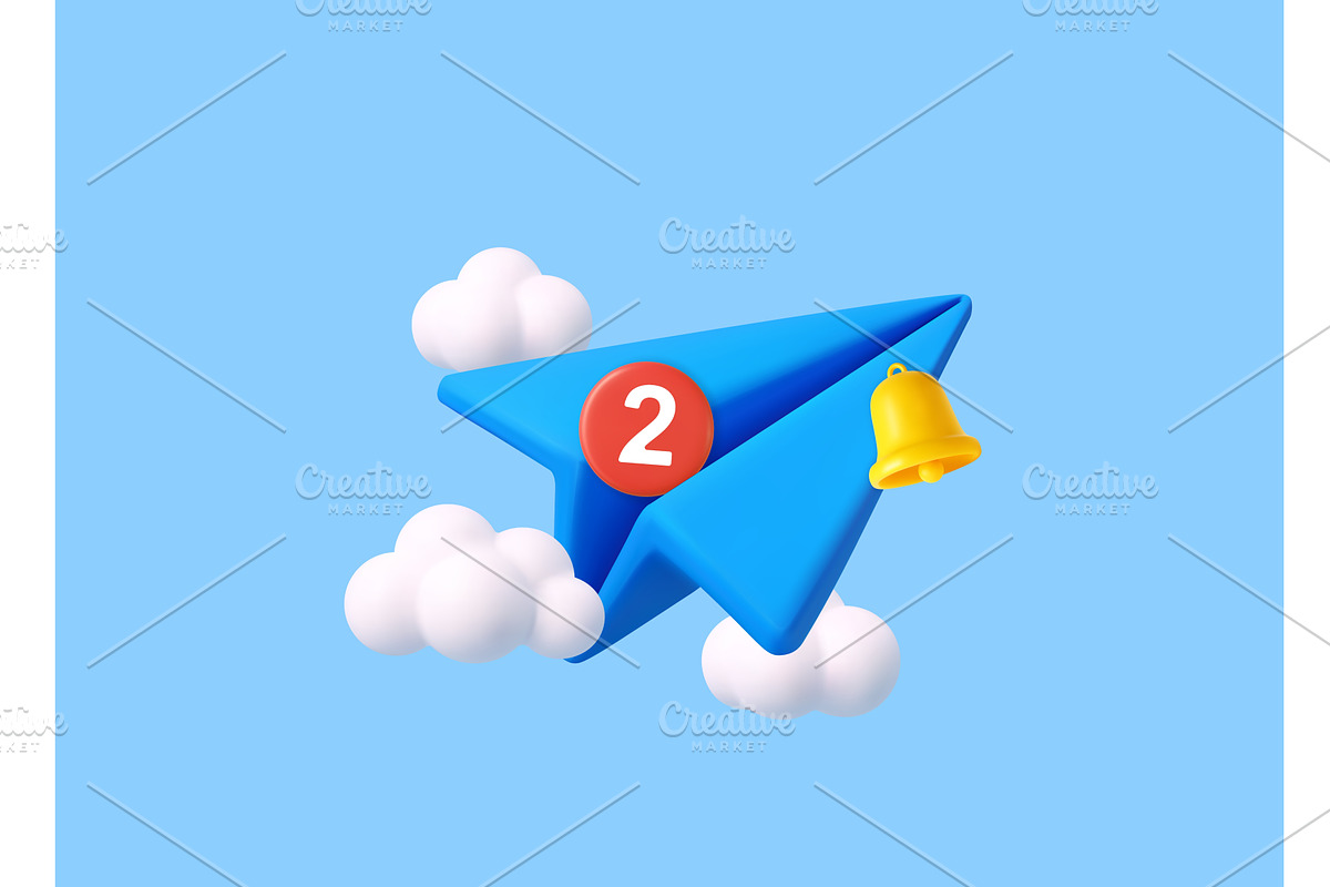 3D Paper Airplane icon., an Object Illustration by ModVector